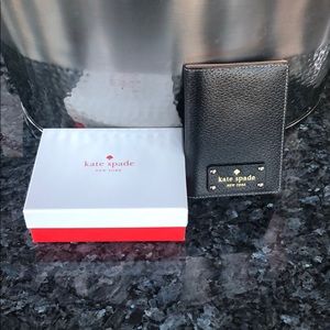 Kate Spade Black Leather Passport Holder Case
